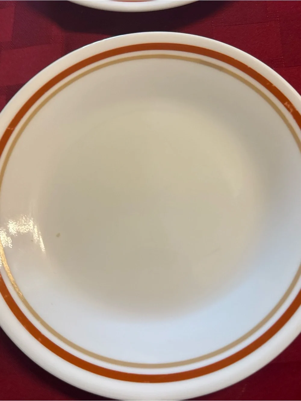 Classic White salad  Plates with Orange Rim - Set of 6